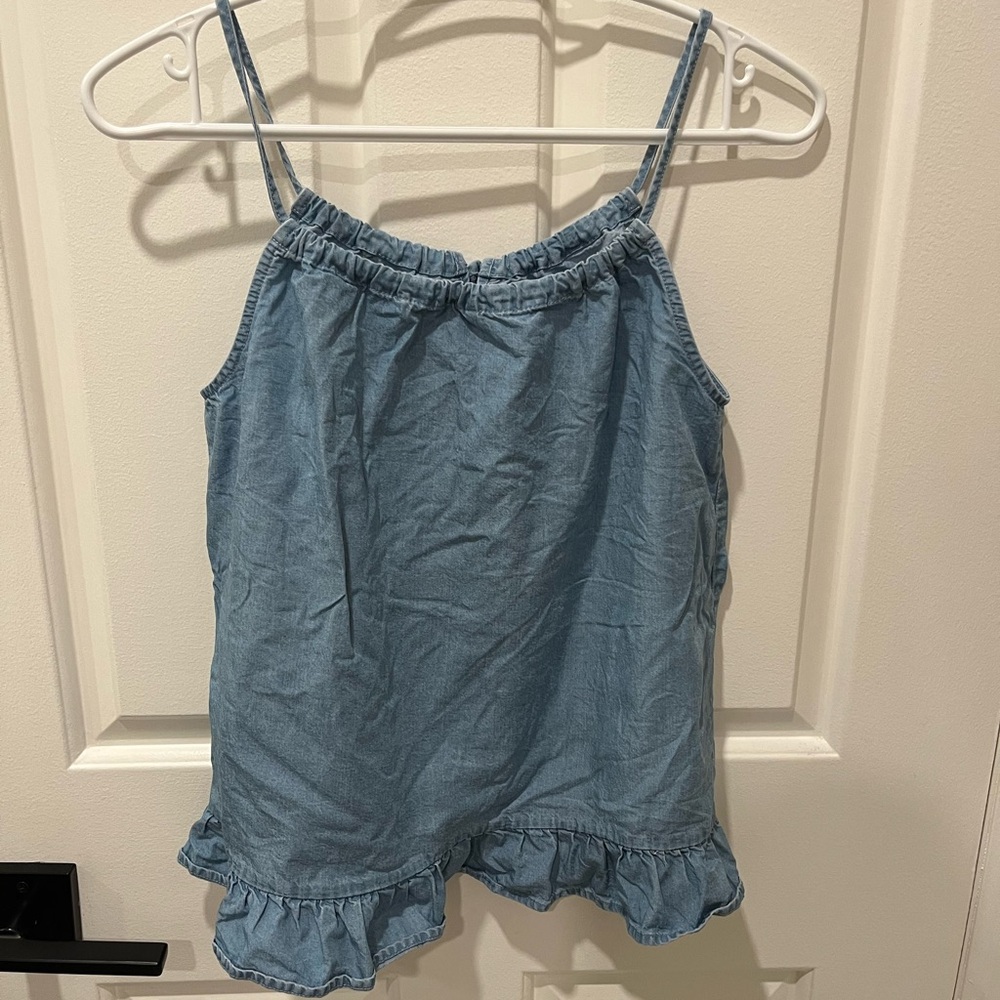 Blue Ruffled Denim Tank Top - Picture 2 of 4